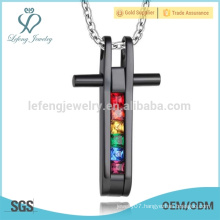 Free sample gay pride pendant,square cross pendant,crystal pendant design